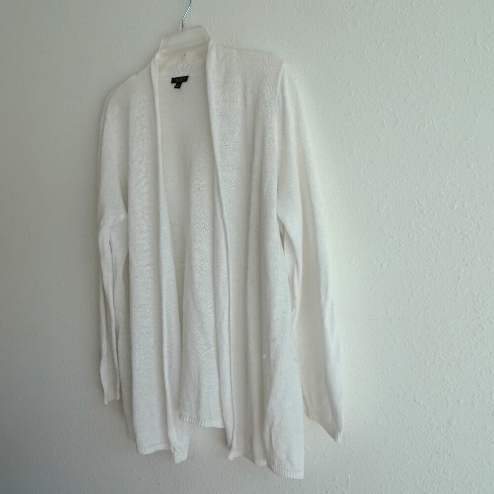 Talbots Linen Cardigan Sweater Women's Petite Plus Size 3X White Open Front - Picture 4 of 10